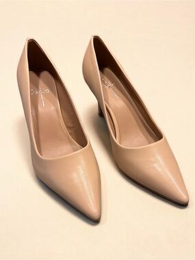 Linea Paolo Leather Pointed-Toe Mid Heel Pumps